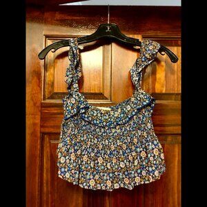 Navy, Yellow, Peach, Blue Floral Natural Life Boho Crop Top (XS/S)